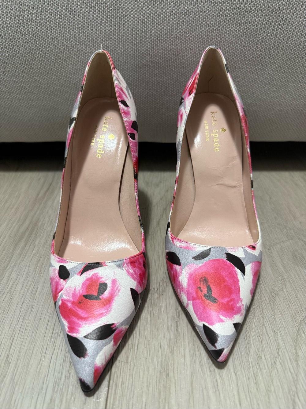 kate spade Pink & Black Floral Pointed Toe Pumps